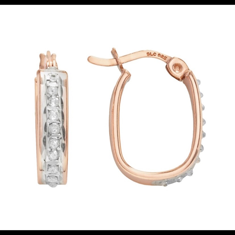 18k Rose Gold Diamond Mystique hoop earrings ✨